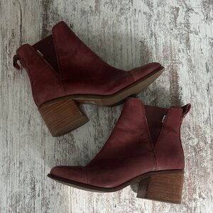 Toms Maroon/Burgundy Ankle Heeled Boots